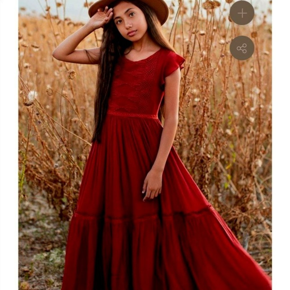 Joyfolie Viola Dress in Crimson - Little Girls Size 4